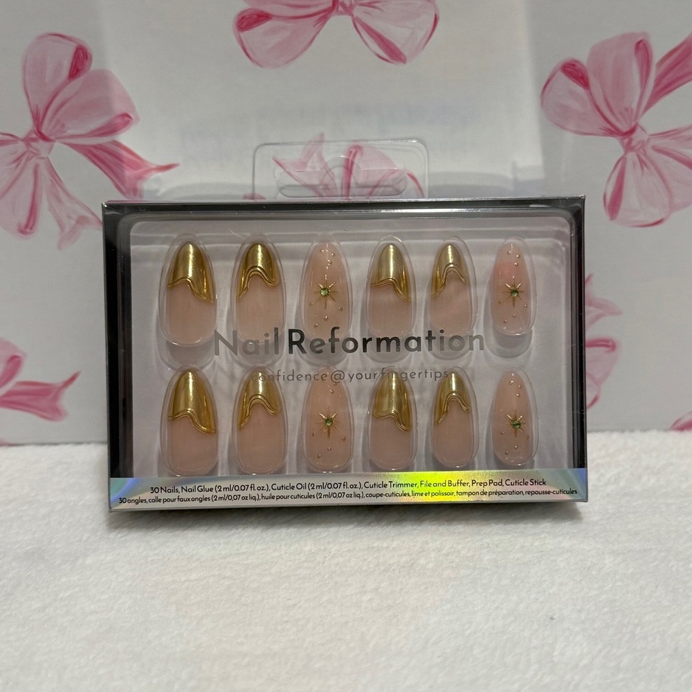 Nail Reformation Press On Nails‎ Almond Gold Sun Nude Color
